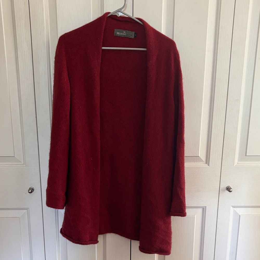 Elegant Deep Red Women's Cardigan